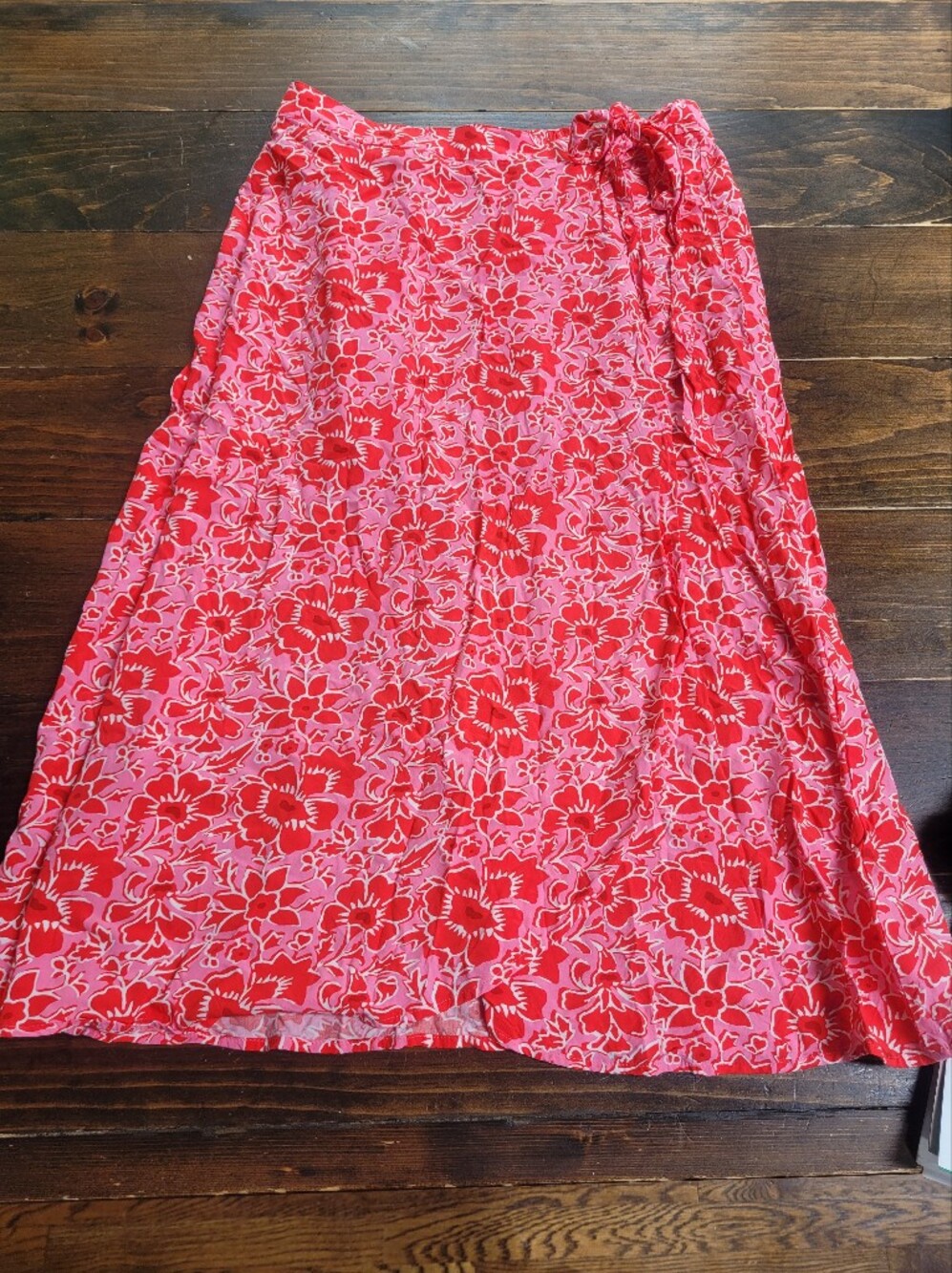 J Crew Wrap Skirt Midi Floral Poppies Pink Red Medium